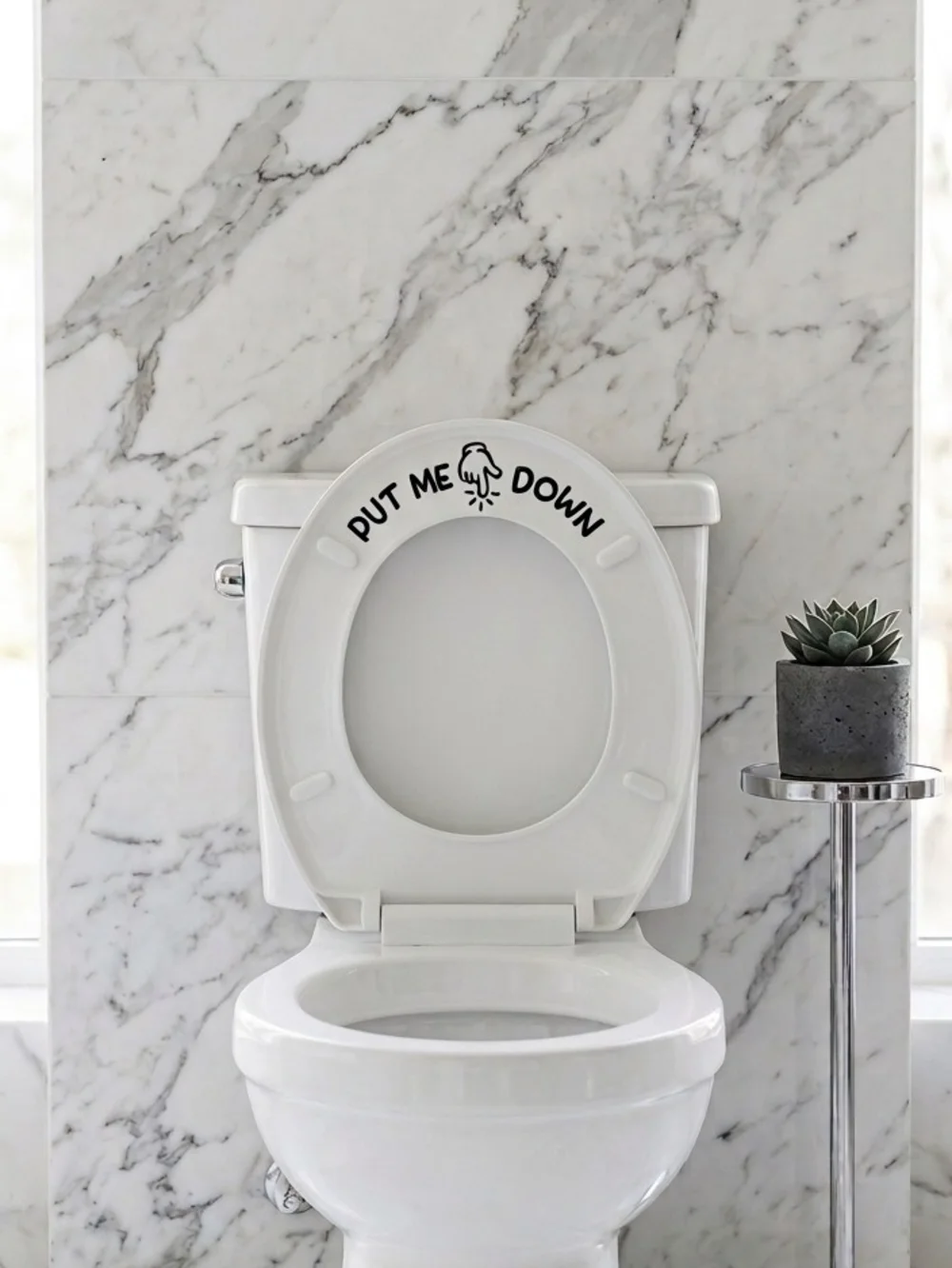 White Toilet Seat with 'Put Me Down' Graphic - Home Bath